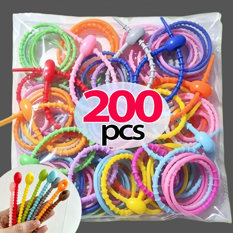 10/200Pcs Silicone Cable Ties  - Cable Winder Keychain บทวิจารณ์และราคา