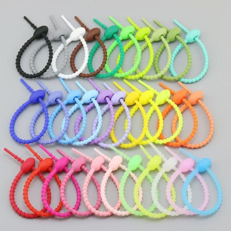 10/200Pcs Silicone Cable Ties  - Cable Winder Keychain บทวิจารณ์และราคา