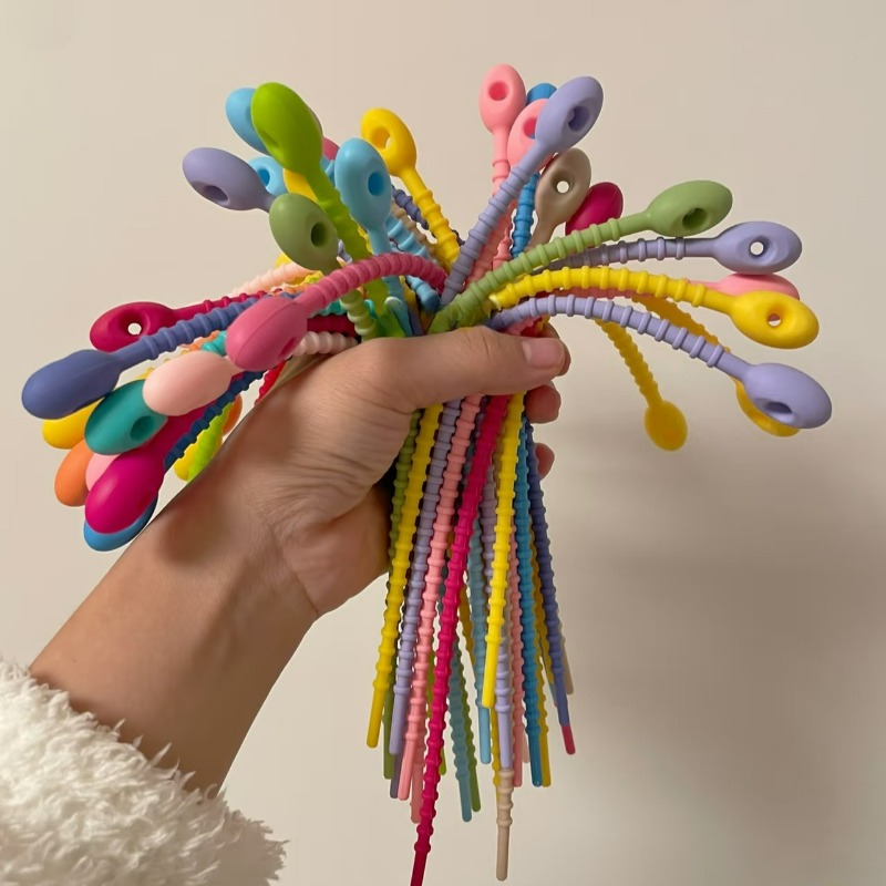 10/200Pcs Silicone Cable Ties  - Cable Winder Keychain บทวิจารณ์และราคา